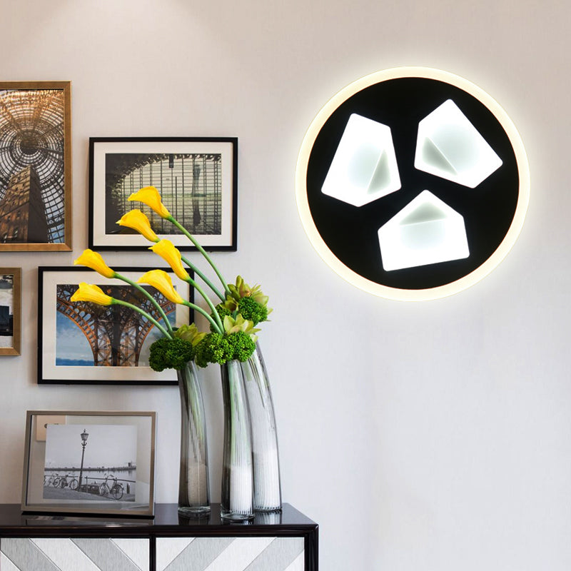 Dining Room Circle Wall Sconce Acrylic Contemporary LED Sconce Light in Black Black Triangle Clearhalo 'Wall Lamps & Sconces' 'Wall Lights' Lighting' 192628