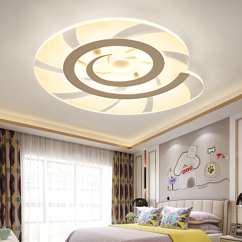 Acrylic Snail Shell Ceiling Light Animal LED Flushmount Light in White for Kid Bedroom White Warm Clearhalo 'Ceiling Lights' 'Close To Ceiling Lights' 'Close to ceiling' 'Flush mount' Lighting' 192662