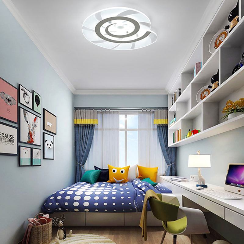 Acrylic Snail Shell Ceiling Light Animal LED Flushmount Light in White for Kid Bedroom White White Clearhalo 'Ceiling Lights' 'Close To Ceiling Lights' 'Close to ceiling' 'Flush mount' Lighting' 192663