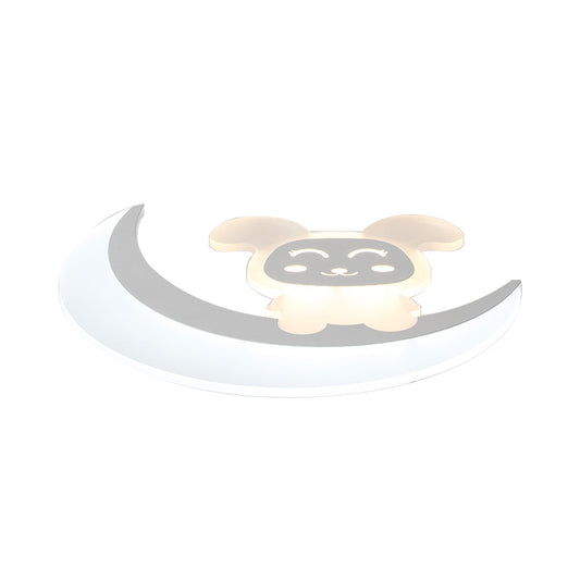 Animal Baby Bunny Flush Ceiling Light Acrylic LED Ceiling Lamp in White for Baby Boys Bedroom Clearhalo 'Ceiling Lights' 'Close To Ceiling Lights' 'Close to ceiling' 'Semi-flushmount' Lighting' 192671