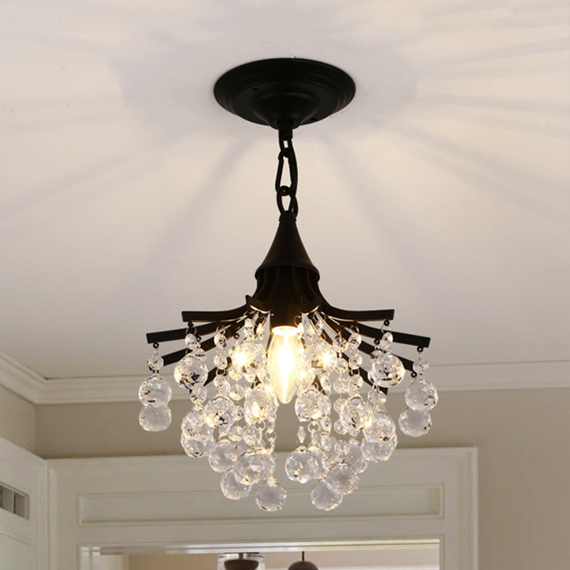 Crystal Drops Chandelier Single Bare Bulb Metal Chandelier Clearhalo 'Ceiling Lights' 'Modern Pendants' 'Modern' 'Pendant Lights' 'Pendants' Lighting' 1926875