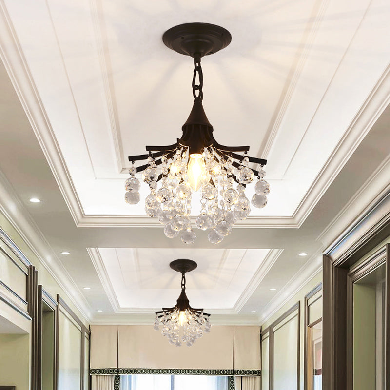 Crystal Drops Chandelier Single Bare Bulb Metal Chandelier Clearhalo 'Ceiling Lights' 'Modern Pendants' 'Modern' 'Pendant Lights' 'Pendants' Lighting' 1926877