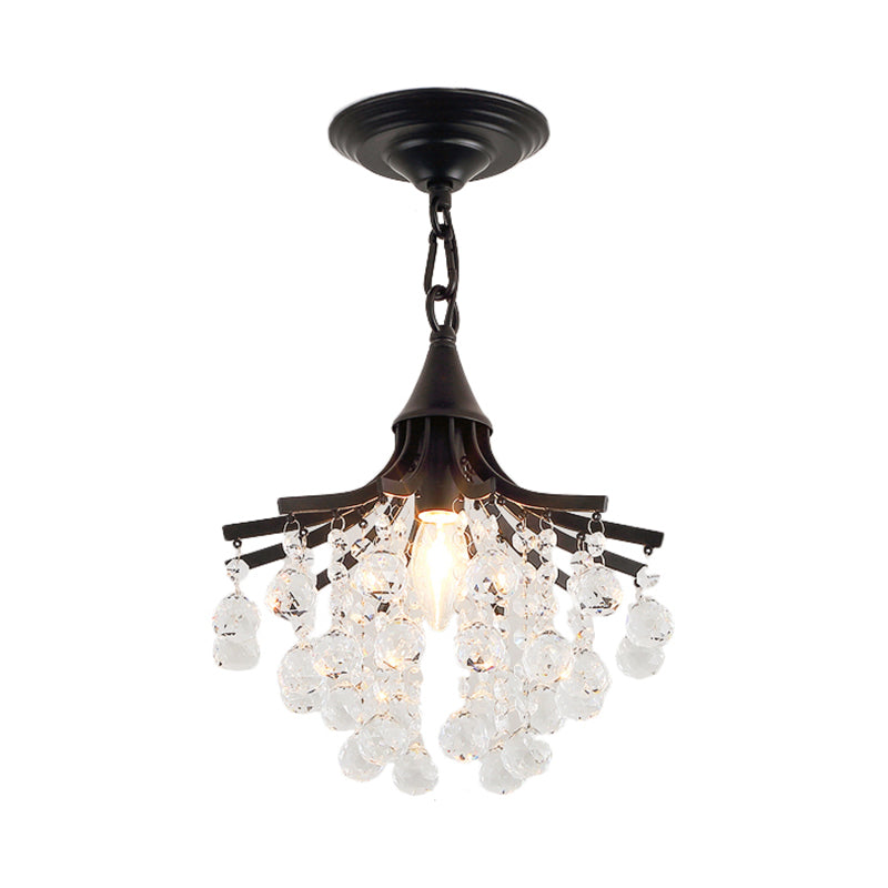 Crystal Drops Chandelier Single Bare Bulb Metal Chandelier Clearhalo 'Ceiling Lights' 'Modern Pendants' 'Modern' 'Pendant Lights' 'Pendants' Lighting' 1926878