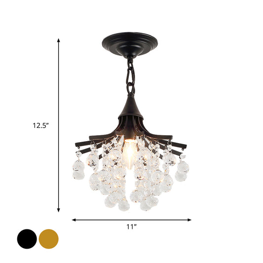 Crystal Drops Chandelier Single Bare Bulb Metal Chandelier Clearhalo 'Ceiling Lights' 'Modern Pendants' 'Modern' 'Pendant Lights' 'Pendants' Lighting' 1926879