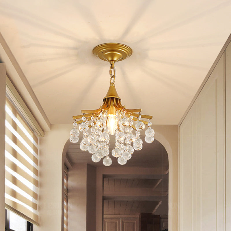 Crystal Drops Chandelier Single Bare Bulb Metal Chandelier Clearhalo 'Ceiling Lights' 'Modern Pendants' 'Modern' 'Pendant Lights' 'Pendants' Lighting' 1926881