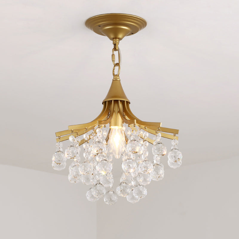 Crystal Drops Chandelier Single Bare Bulb Metal Chandelier Clearhalo 'Ceiling Lights' 'Modern Pendants' 'Modern' 'Pendant Lights' 'Pendants' Lighting' 1926882