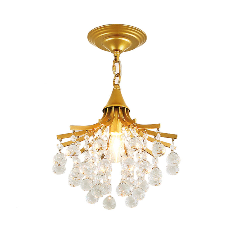 Crystal Drops Chandelier Single Bare Bulb Metal Chandelier Clearhalo 'Ceiling Lights' 'Modern Pendants' 'Modern' 'Pendant Lights' 'Pendants' Lighting' 1926883