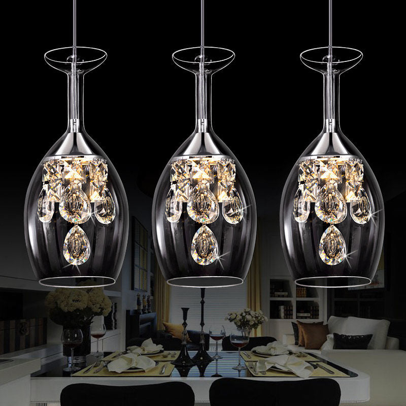 Dome Clear Glass Shade Pendant Light Crystal Accents Ceiling Light Clear 8" Clearhalo 'Ceiling Lights' 'Modern Pendants' 'Modern' 'Pendant Lights' 'Pendants' Lighting' 1926885