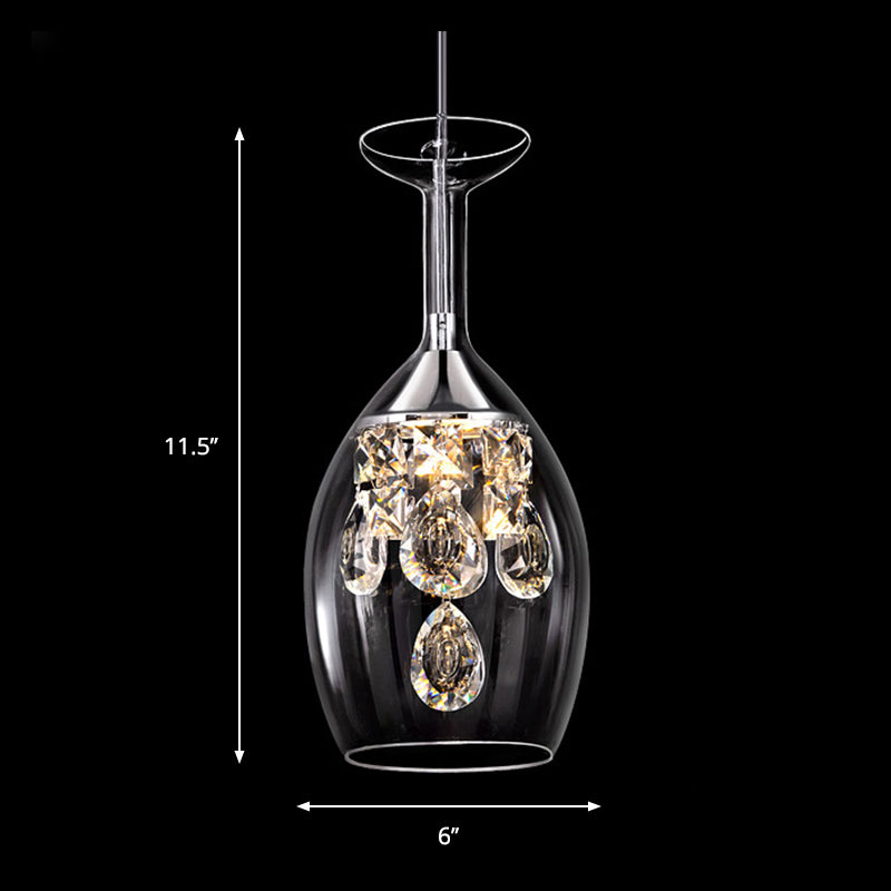 Dome Clear Glass Shade Pendant Light Crystal Accents Ceiling Light Clearhalo 'Ceiling Lights' 'Modern Pendants' 'Modern' 'Pendant Lights' 'Pendants' Lighting' 1926888