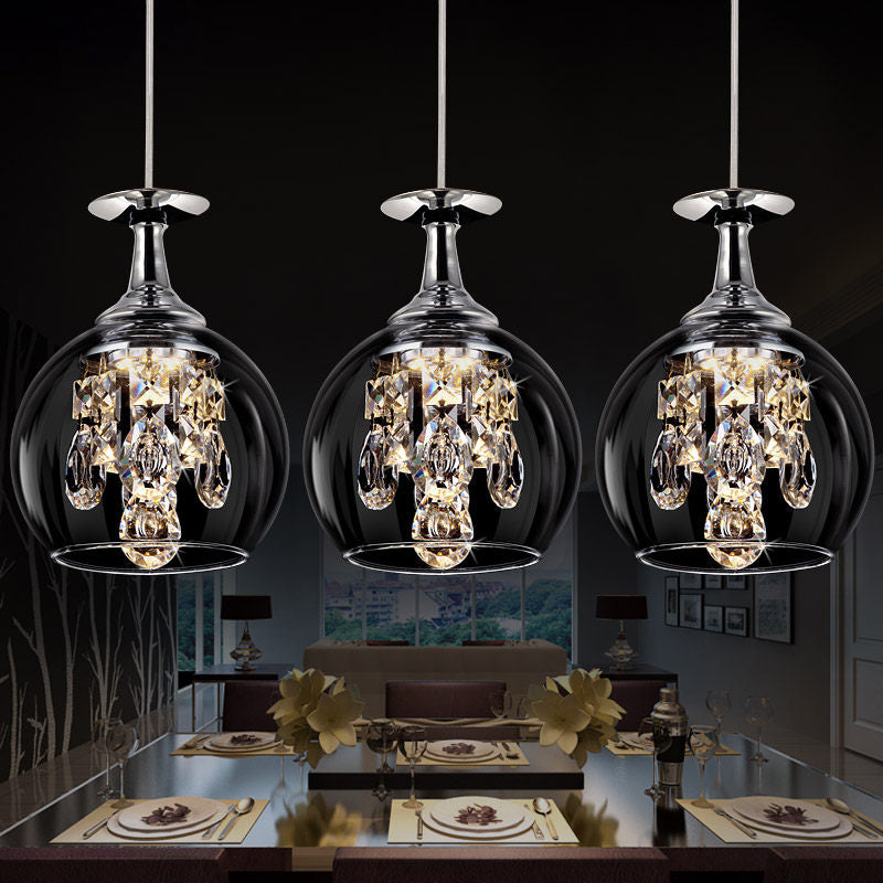 Dome Clear Glass Shade Pendant Light Crystal Accents Ceiling Light Clearhalo 'Ceiling Lights' 'Modern Pendants' 'Modern' 'Pendant Lights' 'Pendants' Lighting' 1926891