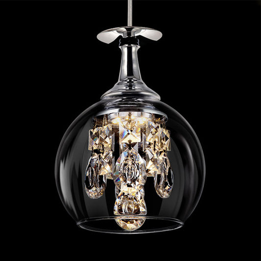 Dome Clear Glass Shade Pendant Light Crystal Accents Ceiling Light Clearhalo 'Ceiling Lights' 'Modern Pendants' 'Modern' 'Pendant Lights' 'Pendants' Lighting' 1926892