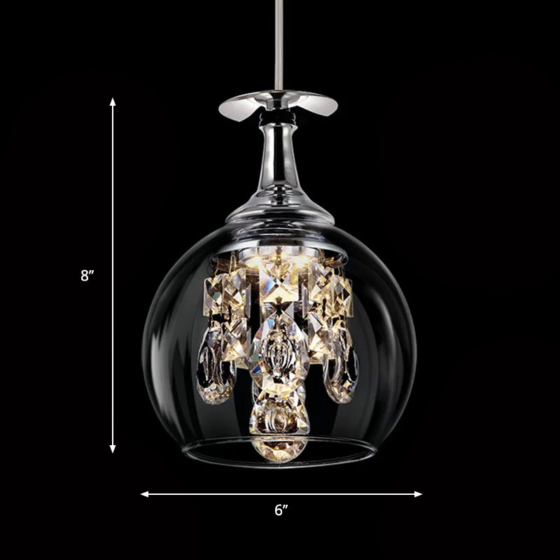 Dome Clear Glass Shade Pendant Light Crystal Accents Ceiling Light Clearhalo 'Ceiling Lights' 'Modern Pendants' 'Modern' 'Pendant Lights' 'Pendants' Lighting' 1926893