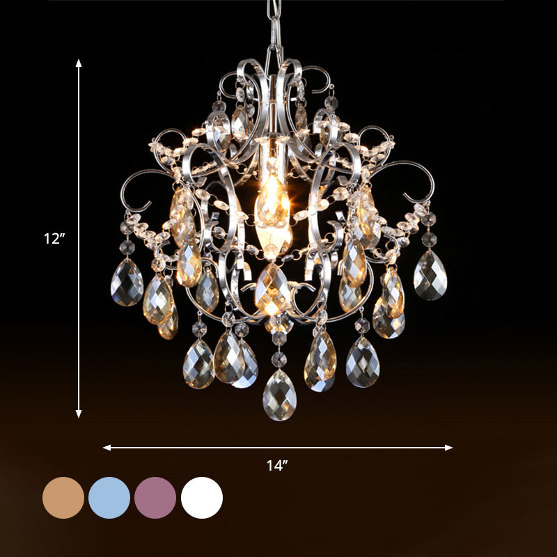 Crystal Drops Chandelier Curved Arm Polish Chrome Finish Chandelier Clearhalo 'Ceiling Lights' 'Modern Pendants' 'Modern' 'Pendant Lights' 'Pendants' Lighting' 1926907