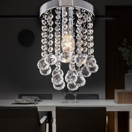 Round Crystal Balls Flush Mount Light Chrome Finish Flushmount Ceiling Light for Hallway Clearhalo 'Ceiling Lights' 'Close To Ceiling Lights' 'Close to ceiling' 'Flush mount' Lighting' 1926960