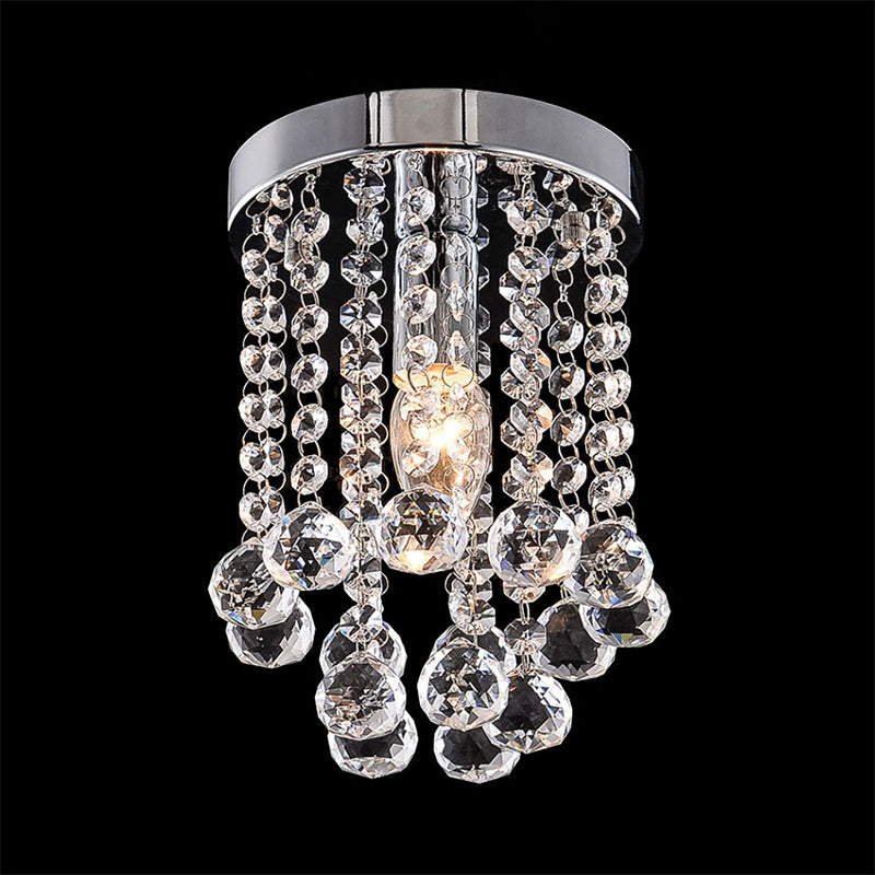 Round Crystal Balls Flush Mount Light Chrome Finish Flushmount Ceiling Light for Hallway Clearhalo 'Ceiling Lights' 'Close To Ceiling Lights' 'Close to ceiling' 'Flush mount' Lighting' 1926961