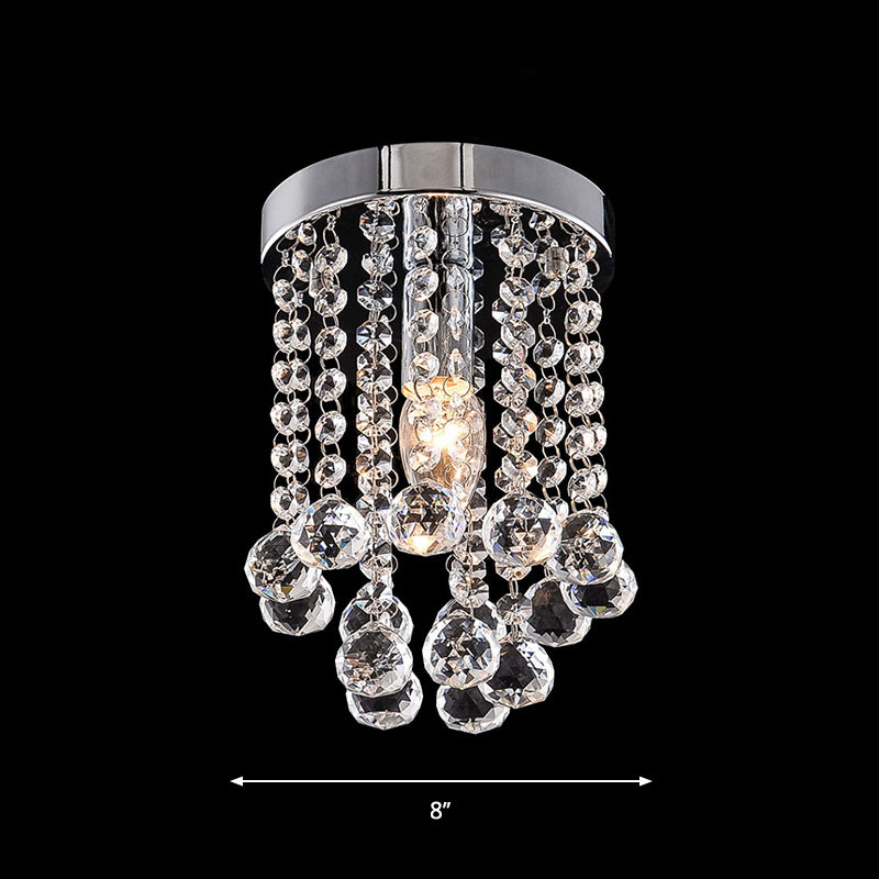 Round Crystal Balls Flush Mount Light Chrome Finish Flushmount Ceiling Light for Hallway Clearhalo 'Ceiling Lights' 'Close To Ceiling Lights' 'Close to ceiling' 'Flush mount' Lighting' 1926963