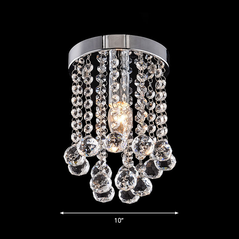 Round Crystal Balls Flush Mount Light Chrome Finish Flushmount Ceiling Light for Hallway Clearhalo 'Ceiling Lights' 'Close To Ceiling Lights' 'Close to ceiling' 'Flush mount' Lighting' 1926964