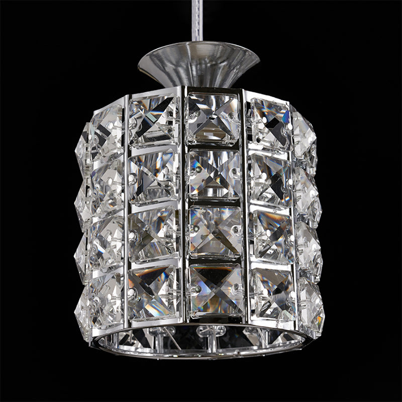 Crystal Drum Pendant Light Metal Frame Ceiling Light for Balcony Clearhalo 'Ceiling Lights' 'Modern Pendants' 'Modern' 'Pendant Lights' 'Pendants' Lighting' 1926983