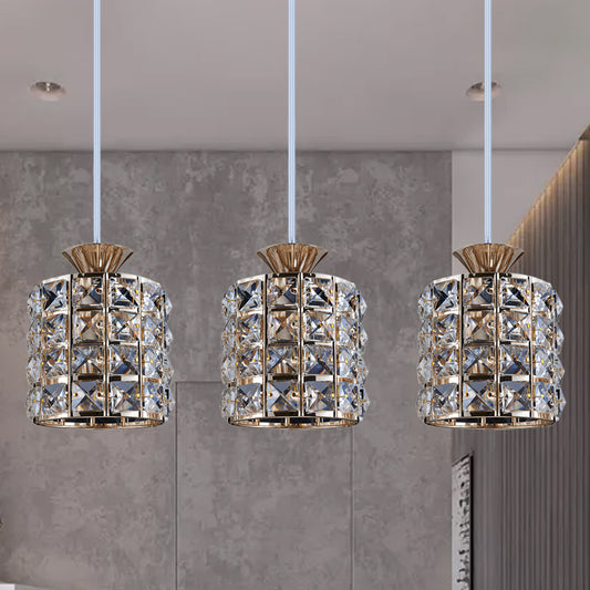 Crystal Drum Pendant Light Metal Frame Ceiling Light for Balcony Clearhalo 'Ceiling Lights' 'Modern Pendants' 'Modern' 'Pendant Lights' 'Pendants' Lighting' 1926984