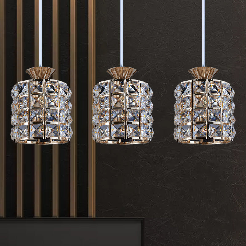 Crystal Drum Pendant Light Metal Frame Ceiling Light for Balcony Clearhalo 'Ceiling Lights' 'Modern Pendants' 'Modern' 'Pendant Lights' 'Pendants' Lighting' 1926985