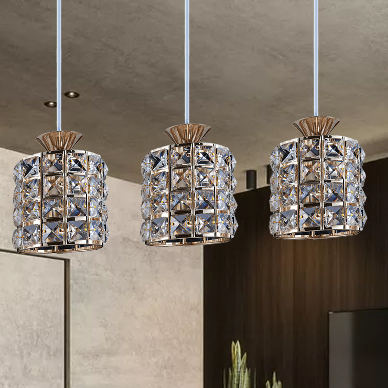 Crystal Drum Pendant Light Metal Frame Ceiling Light for Balcony Clearhalo 'Ceiling Lights' 'Modern Pendants' 'Modern' 'Pendant Lights' 'Pendants' Lighting' 1926986