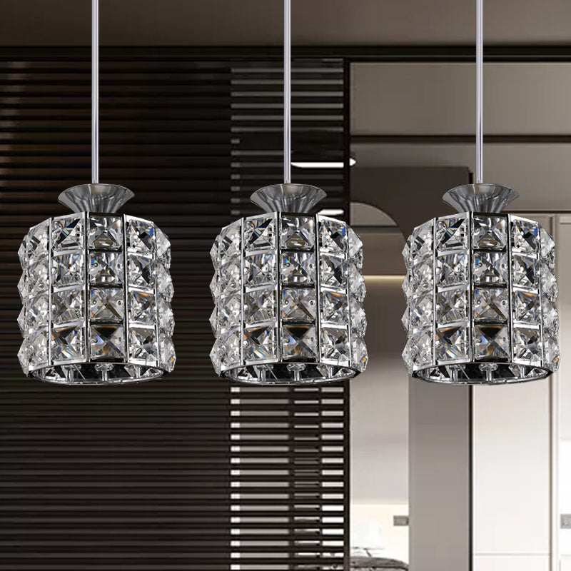 Crystal Drum Pendant Light Metal Frame Ceiling Light for Balcony Clearhalo 'Ceiling Lights' 'Modern Pendants' 'Modern' 'Pendant Lights' 'Pendants' Lighting' 1926989