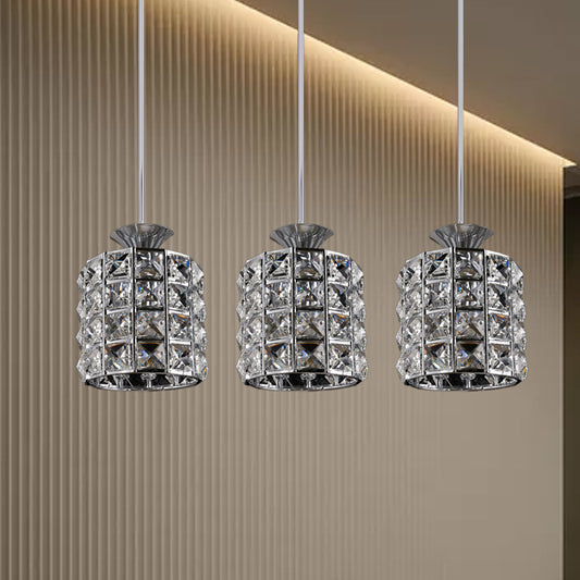 Crystal Drum Pendant Light Metal Frame Ceiling Light for Balcony Clearhalo 'Ceiling Lights' 'Modern Pendants' 'Modern' 'Pendant Lights' 'Pendants' Lighting' 1926991