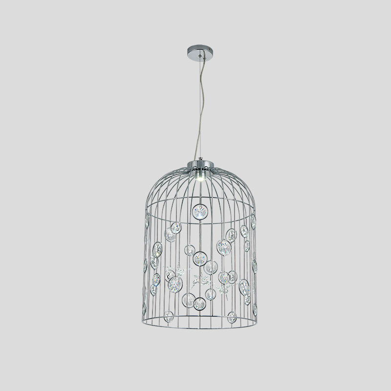 Metal Bird Cage Pendant Light Crystal Bead Deco Pendant Chandelier for Dining Room Clearhalo 'Ceiling Lights' 'Modern Pendants' 'Modern' 'Pendant Lights' 'Pendants' Lighting' 1927060