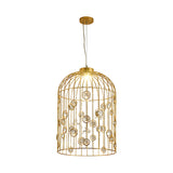 Metal Bird Cage Pendant Light Crystal Bead Deco Pendant Chandelier for Dining Room Clearhalo 'Ceiling Lights' 'Modern Pendants' 'Modern' 'Pendant Lights' 'Pendants' Lighting' 1927066