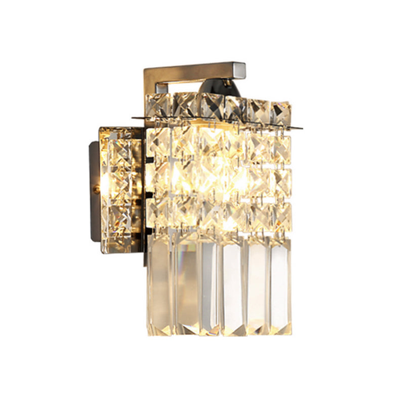 Rectangle Wall Light Crystal Block Wall Sconce in Chrome with Crystal Rods Draping Clearhalo 'Modern wall lights' 'Modern' 'Wall Lamps & Sconces' 'Wall Lights' Lighting' 1927105
