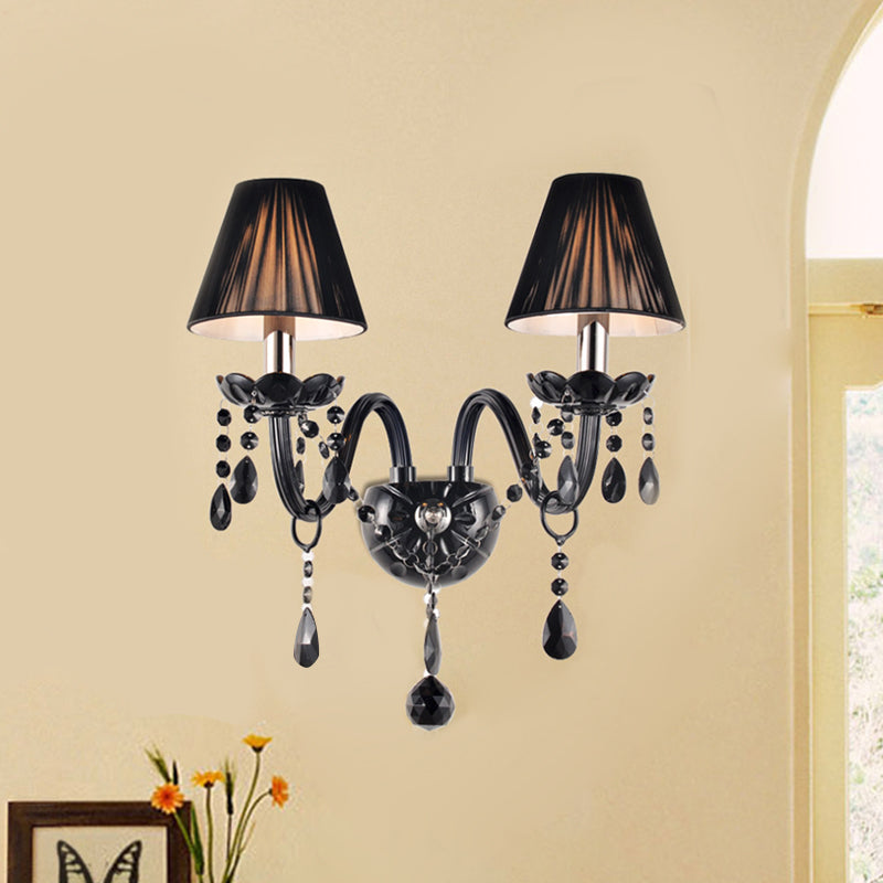 Black Candle-Style Wall Lamp Crystal S-Shape Arm Wall Sconce Clearhalo 'Wall Lamps & Sconces' 'Wall Lights' Lighting' 1927123