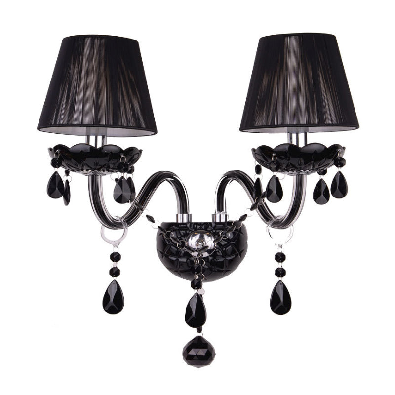 Black Candle-Style Wall Lamp Crystal S-Shape Arm Wall Sconce Clearhalo 'Wall Lamps & Sconces' 'Wall Lights' Lighting' 1927125