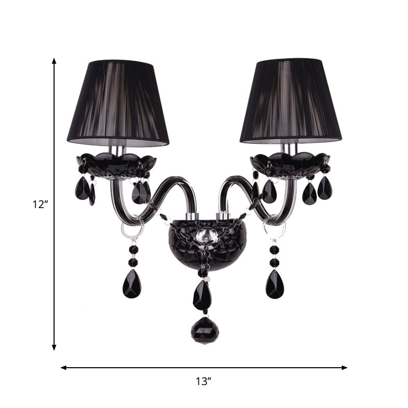 Black Candle-Style Wall Lamp Crystal S-Shape Arm Wall Sconce Clearhalo 'Wall Lamps & Sconces' 'Wall Lights' Lighting' 1927127