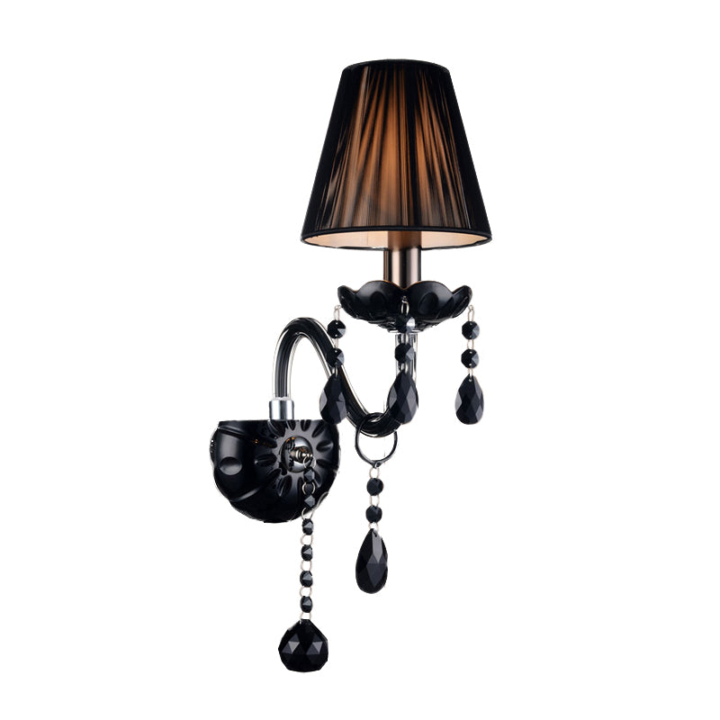 Black Candle-Style Wall Lamp Crystal S-Shape Arm Wall Sconce Clearhalo 'Wall Lamps & Sconces' 'Wall Lights' Lighting' 1927135