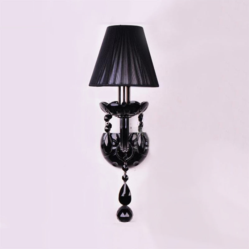 Black Candle-Style Wall Lamp Crystal S-Shape Arm Wall Sconce Clearhalo 'Wall Lamps & Sconces' 'Wall Lights' Lighting' 1927136