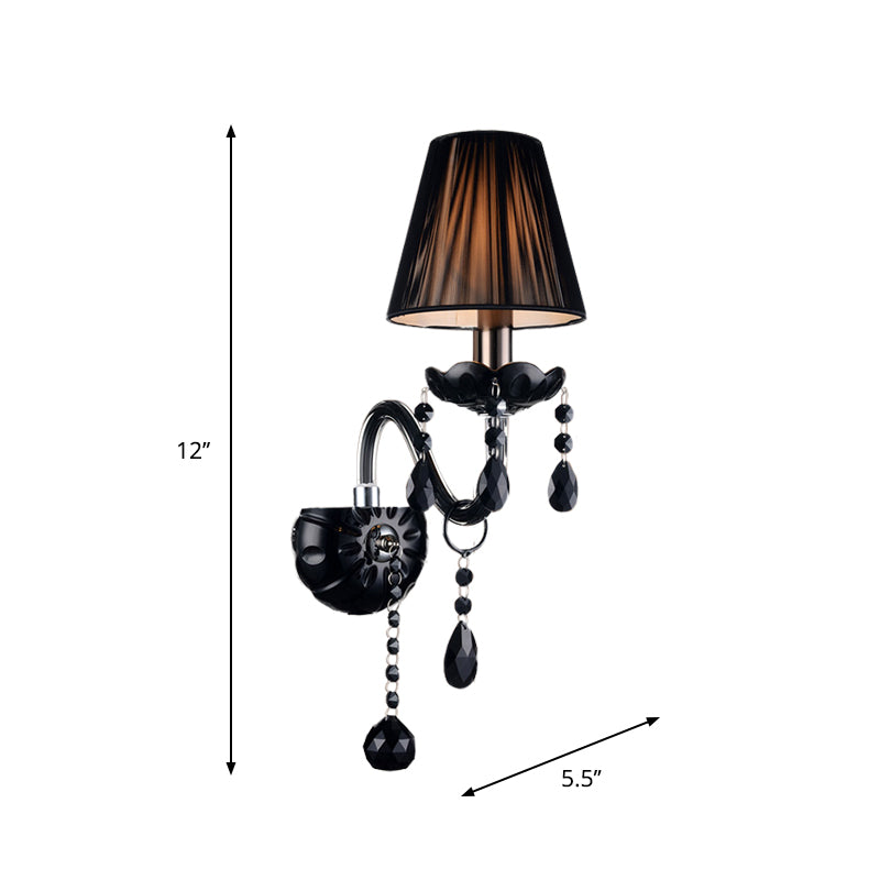 Black Candle-Style Wall Lamp Crystal S-Shape Arm Wall Sconce Clearhalo 'Wall Lamps & Sconces' 'Wall Lights' Lighting' 1927137