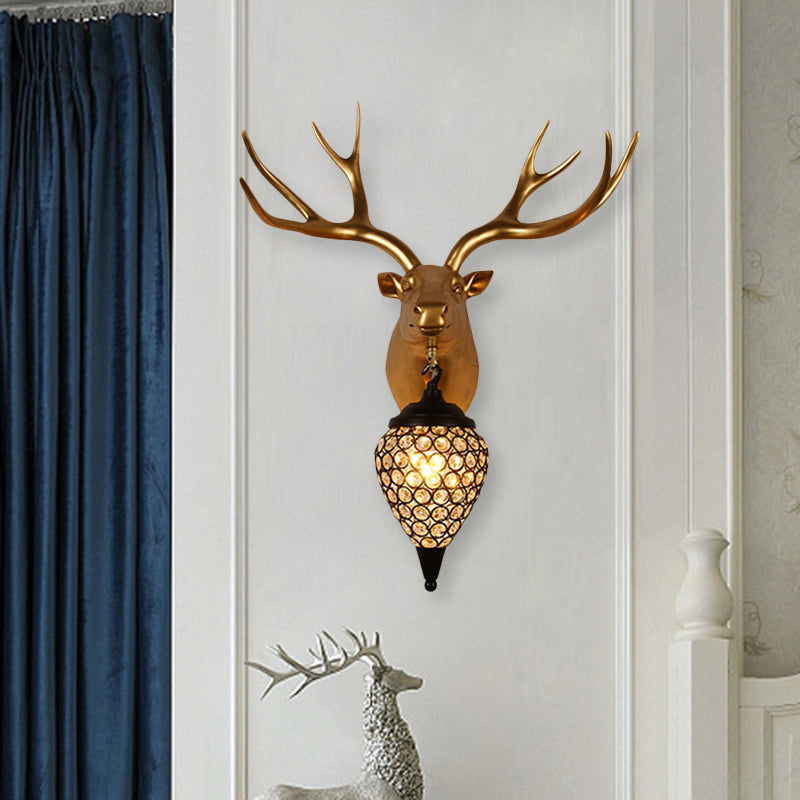 Metal Animal Wall Sconce Black Crystal Hollow Cone Shade Wall Light Clearhalo 'Wall Lamps & Sconces' 'Wall Lights' Lighting' 1927198