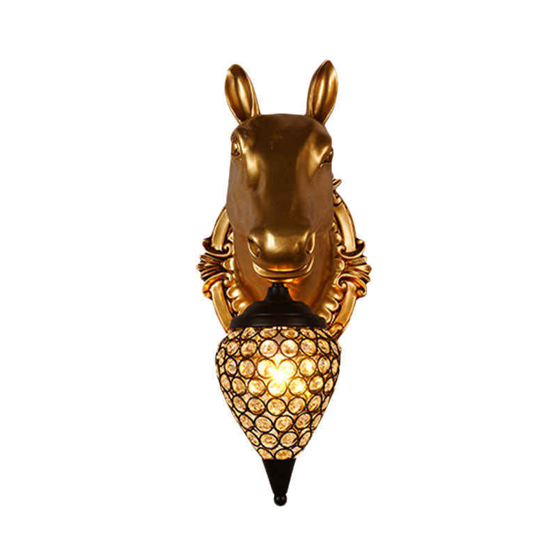 Metal Animal Wall Sconce Black Crystal Hollow Cone Shade Wall Light Clearhalo 'Wall Lamps & Sconces' 'Wall Lights' Lighting' 1927205