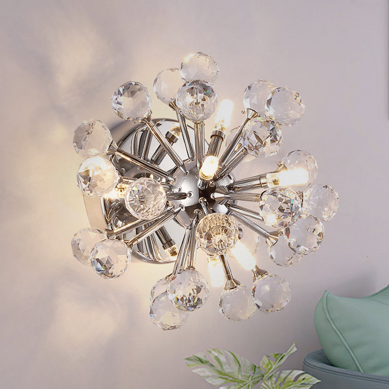 Sputnik Flushmount Light Crystal Ball Ceiling Light in Polished Chrome Clear Clearhalo 'Modern wall lights' 'Modern' 'Wall Lamps & Sconces' 'Wall Lights' Lighting' 1927212