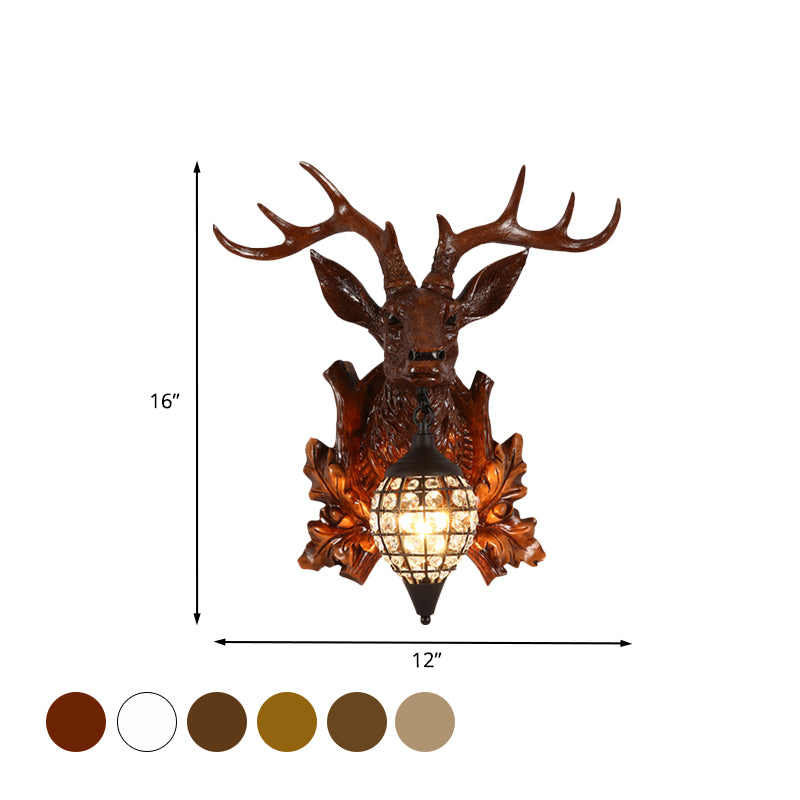 Traditional Metal Deer Wall Sconce Crystal Mesh Cone Shade Wall Light Clearhalo 'Wall Lamps & Sconces' 'Wall Lights' Lighting' 1927239