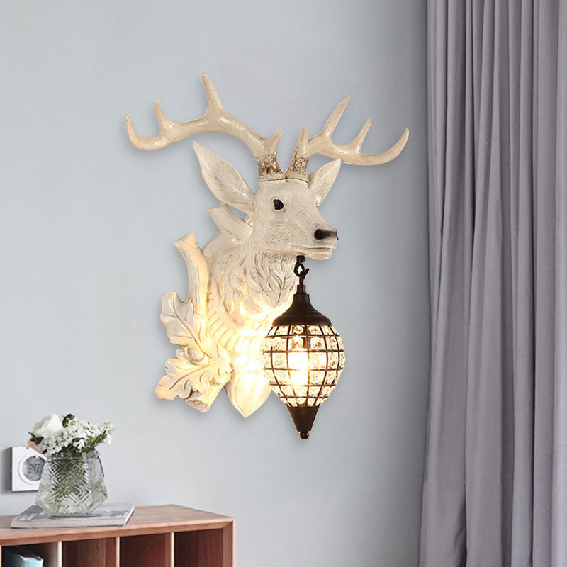 Traditional Metal Deer Wall Sconce Crystal Mesh Cone Shade Wall Light Clearhalo 'Wall Lamps & Sconces' 'Wall Lights' Lighting' 1927241