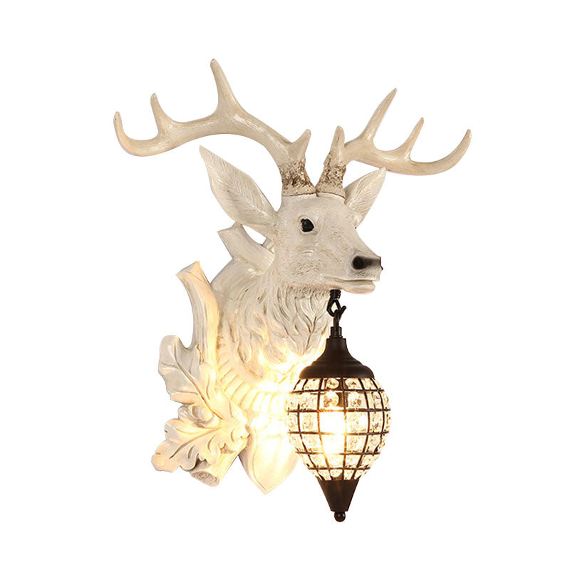 Traditional Metal Deer Wall Sconce Crystal Mesh Cone Shade Wall Light Clearhalo 'Wall Lamps & Sconces' 'Wall Lights' Lighting' 1927242