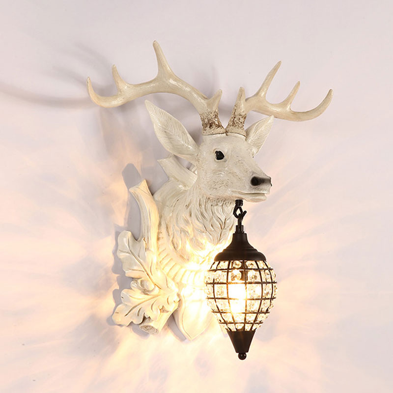 Traditional Metal Deer Wall Sconce Crystal Mesh Cone Shade Wall Light Clearhalo 'Wall Lamps & Sconces' 'Wall Lights' Lighting' 1927243