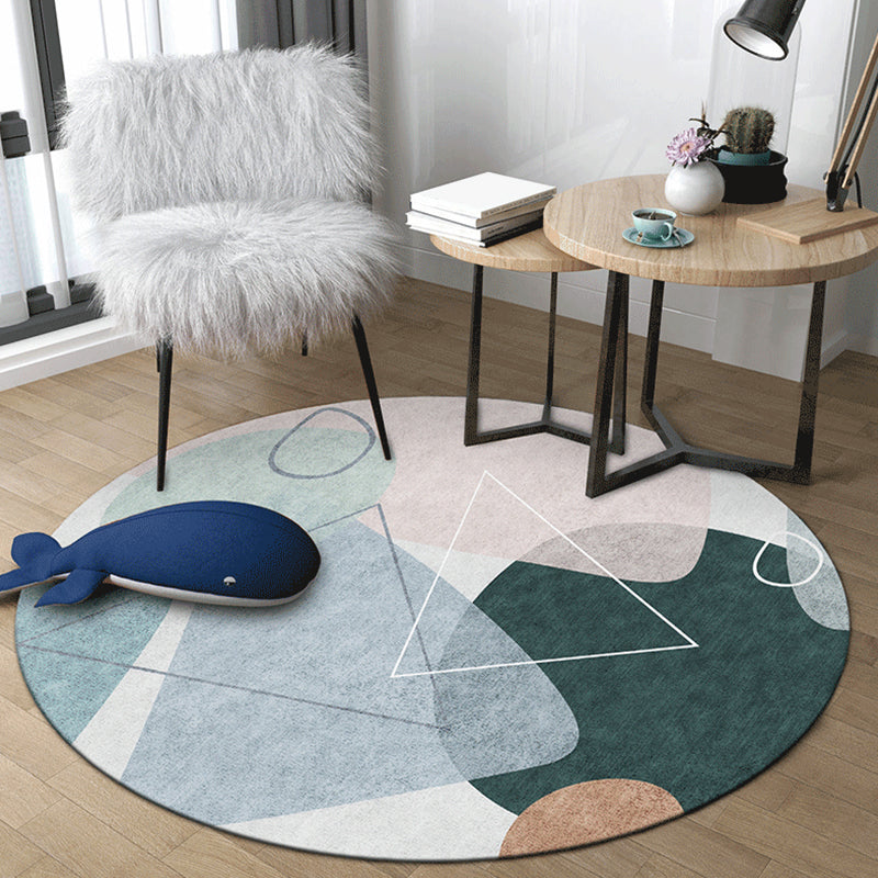 Unique Abstract Colorblock Area Rug Multi Colored Creative Carpet Polyester Washable Rug for Living Room Blue Clearhalo 'Area Rug' 'Rug' 1927422