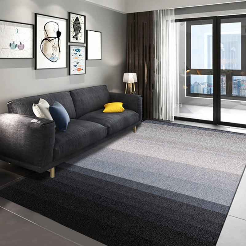 Minimalism Line Art Indoor Rug Dark Color Synthetics Rug Anti-Slip Pet Friendly Carpet for Family Room Matte Black Clearhalo 'Area Rug' 'Modern' 'Rugs' Rug' 1927444