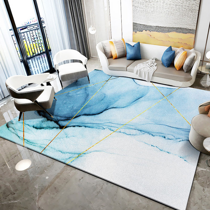 Modern Sitting Room Rug Multi Color Abstract Watercolor Carpet Polyester Anti-Slip Backing Rug Blue Clearhalo 'Area Rug' 'Modern' 'Rugs' Rug' 1927447