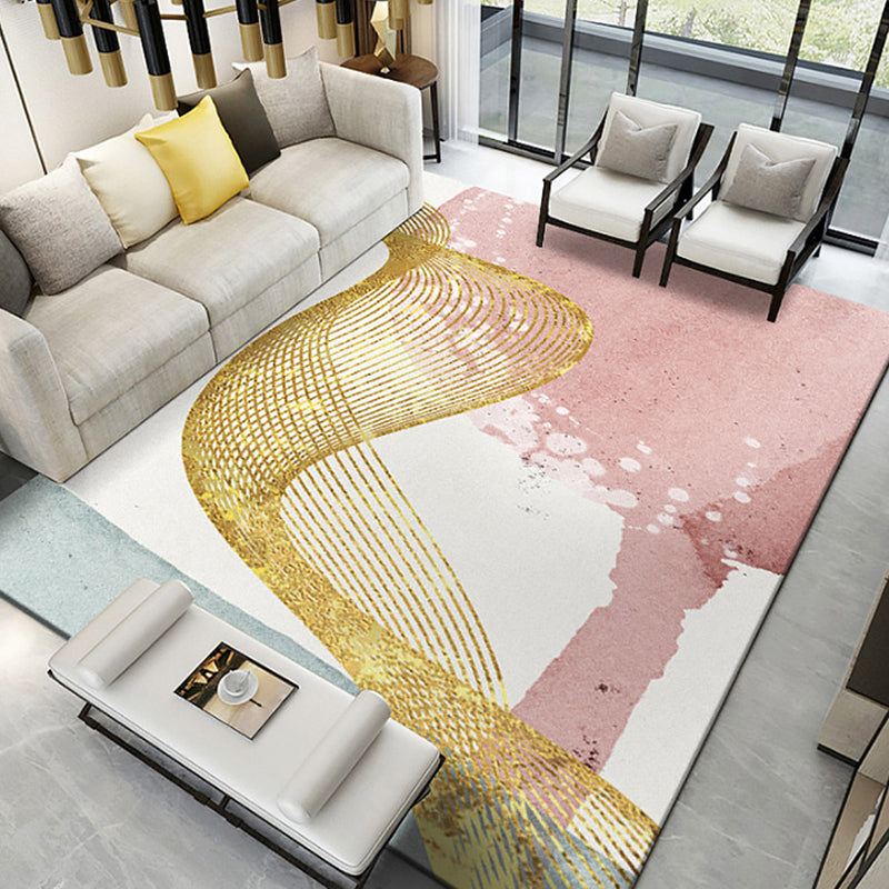 Modern Sitting Room Rug Multi Color Abstract Watercolor Carpet Polyester Anti-Slip Backing Rug Pink Clearhalo 'Area Rug' 'Modern' 'Rugs' Rug' 1927454