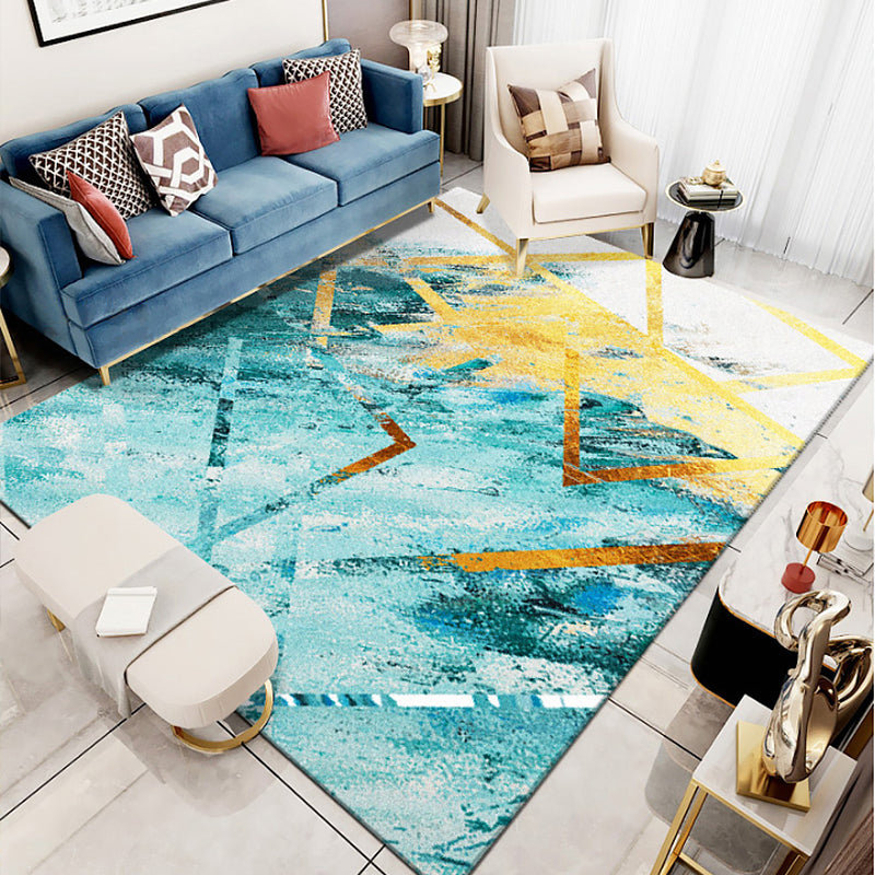 Modern Sitting Room Rug Multi Color Abstract Watercolor Carpet Polyester Anti-Slip Backing Rug Water Blue Clearhalo 'Area Rug' 'Modern' 'Rugs' Rug' 1927455