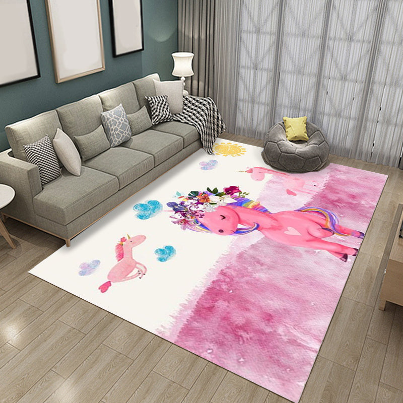 Dreamy Fairy Tale Area Rug Pastel Color Cartoon Rug Polypropylene Stain Resistant Carpet for Nursery Clearhalo 'Area Rug' 'Rug' 1927614