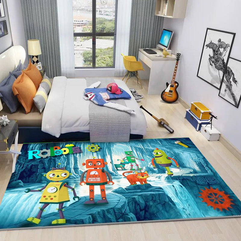 Dreamy Fairy Tale Area Rug Pastel Color Cartoon Rug Polypropylene Stain Resistant Carpet for Nursery Ocean Blue Clearhalo 'Area Rug' 'Rug' 1927623